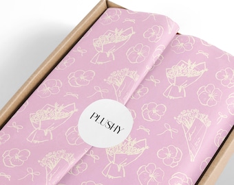 Floral Tissue Paper: Hot Pink Flower Packaging, Small Business