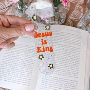 Jesus Is King Bookmark, Jesus Bookmark, Christian Bookmarks, Vintage Bookmark, Cute Retro Bookmark, Religious Bookmarks, Christian Girl Gift