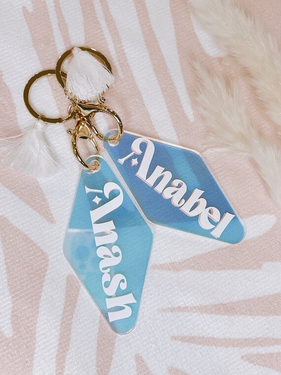 Personalized Keychain Retro Motel Keychain Gifts for Women Bridesmaid Keychain Bridesmaid Gift Ideas Personalized Gifts for Her, Easter Gift Il_570xn