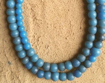 5mm to 6mm turquoise blue Prosser African trade beads, 22 inch strand (#1)