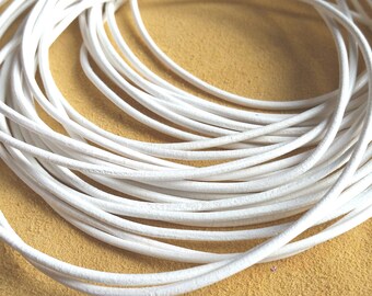 1.5mm white German beef leather cord, 1 meter