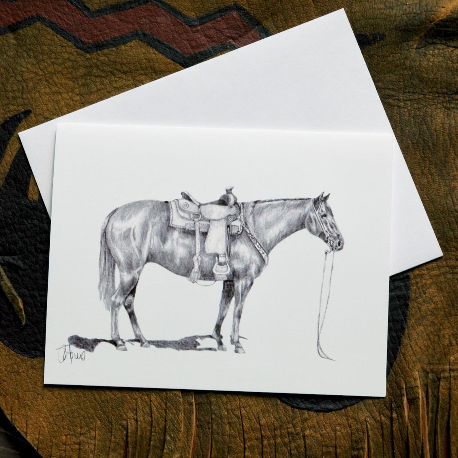 Draw Note Card Horse Drawing Blank Note Card: Original Western Art Print - Etsy