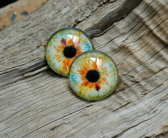 Glass Eyes Blue Yellow Orange Glass Eye Pair Eyes for Crafts and Dolls  Round Pupil Eyes Critter Eyes Fantasy Eyes One Pair 