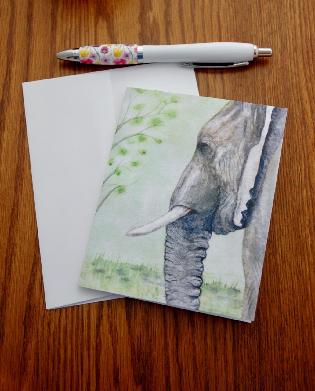 Watercolor Elephant Blank Note Card: Original Art Print - Etsy