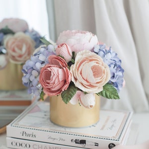 Diametro 8 pollici, centrotavola in tubo di carta color oro Manhattan PASTEL, fiori di carta per la casa, regalo di fiori di carta, decorazione per matrimoni