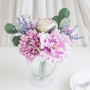 Premier anniversaire de mariage en papier, bouquet de fleurs printanières en papier pivoines et dahlias VIOLET, décoration de mariage à la maison