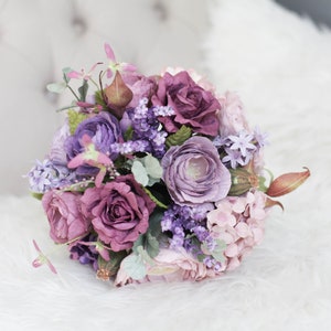 Diameter 9&quot; Bespoke WILD PURPLE Alternative Bouquet, Paper Flower Forever Bouquet, Forever Bloom, Wedding Bridal Bouquet, Bride Bouquet