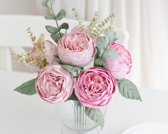 PINK PEONY Paper Flower Bouquet, Home Wedding Decoration, First Paper Wedding Anniversary