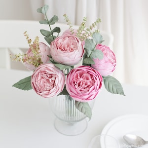 Bouquet di fiori di carta PEONIA ROSA, decorazione per matrimoni in casa, primo anniversario di matrimonio in carta