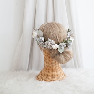 Silver Rose Flower Crown, Paper Flower Crown, Floral Head Band, Paper Flower For Bride, Flower Girl, Wedding Accessories