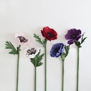 Set of 24 stems of ANEMONE LARGE, 16 inches stem, paper anemone, wholesale paper flower, Home Decoration, Wedding Decoration, Flower Gift