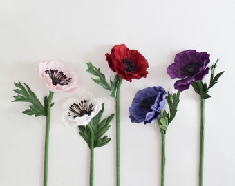 Set of 24 stems of ANEMONE LARGE, 16 inches stem, paper anemone, wholesale paper flower, Home Decoration, Wedding Decoration, Flower Gift