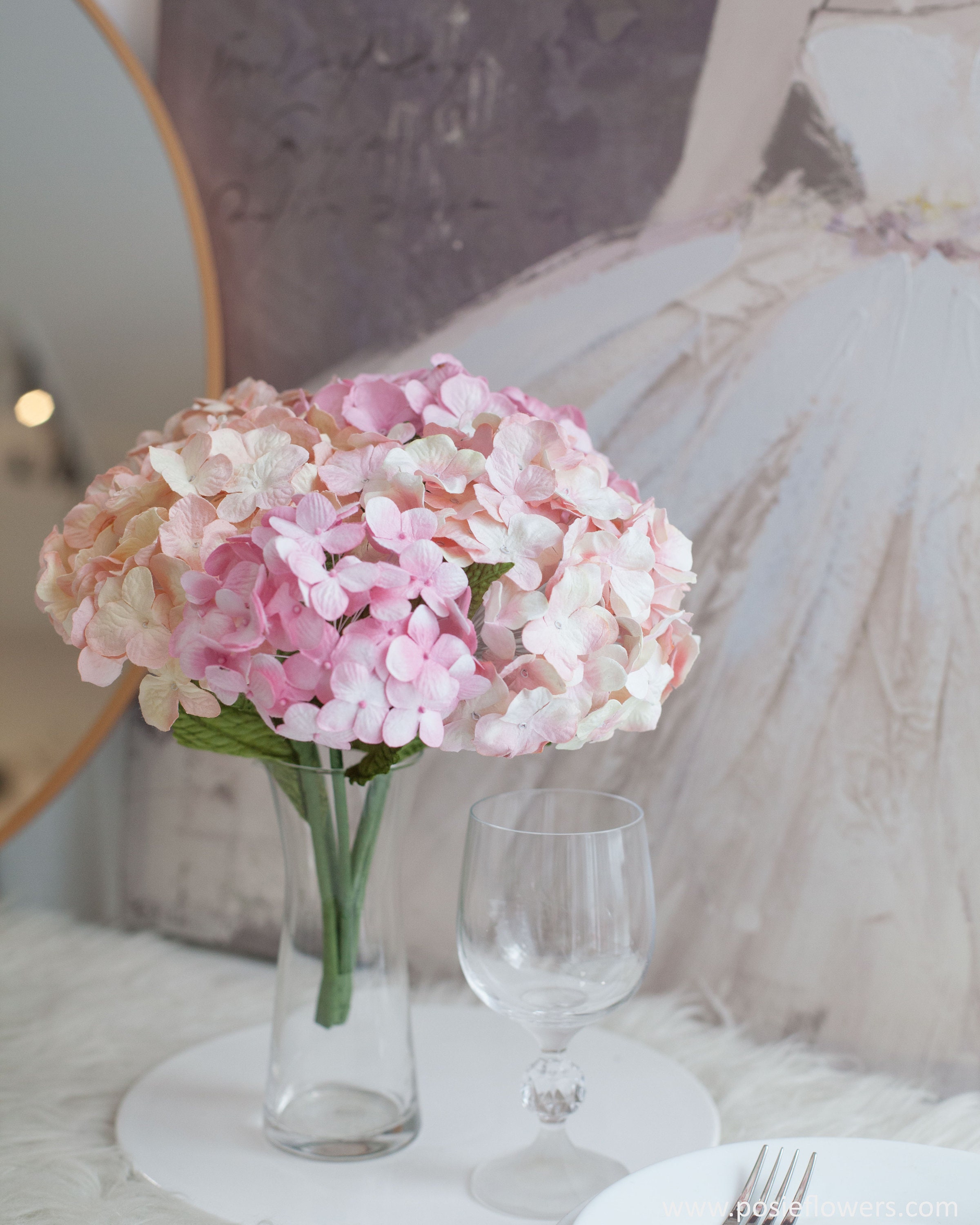 PINK HYDRANGEA Paper Flower Bouquet Home Wedding Decoration | Etsy