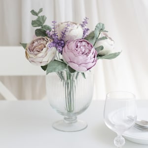 First Paper Wedding Anniversary, PURPLE PEONY Paper Flower Bouquet, Home Wedding Decoration image 2