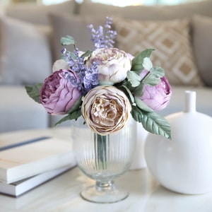 First Paper Wedding Anniversary, PURPLE PEONY Paper Flower Bouquet, Home Wedding Decoration image 7