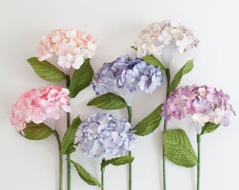 Set of 8 stems of PAPER HYDRANGEA, 16 inches stem, mix blue paper hydrangea, bulk paper flower, wholesale paper flower, Home Decoration