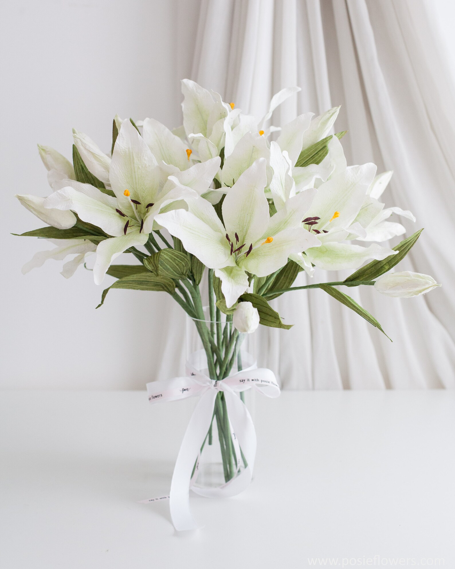 White LILY 10 Loose Stem Paper Flower Arrangement in Marseille Etsy