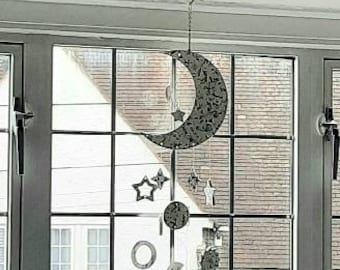 Celestial|Terrazzo|Sun|Moon|Star Mobile|Wind chime|Gift|Birthday gift|Christening gift|Housewarming gift|Made to order