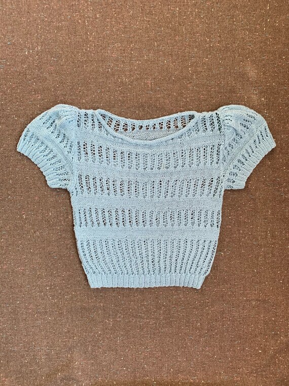 Vintage 1930s 1940s Puff sleeves cotton knit, Hand