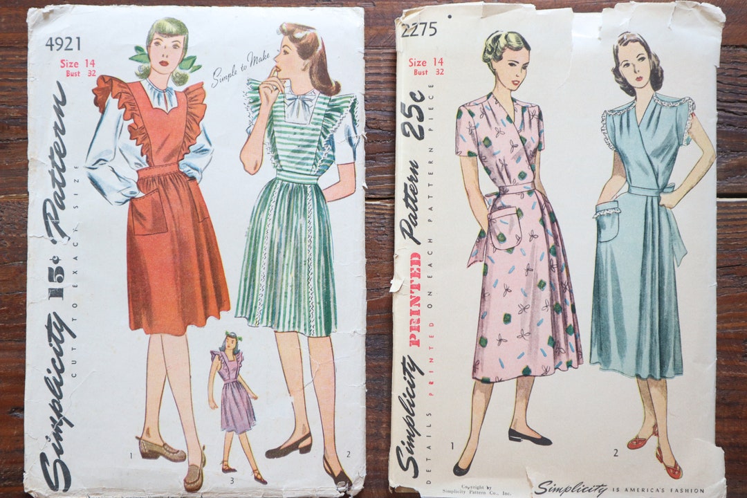 Robe Vintage Années 1940 - Motif Couture Advance - Taille B32 - Style Rétro Français
