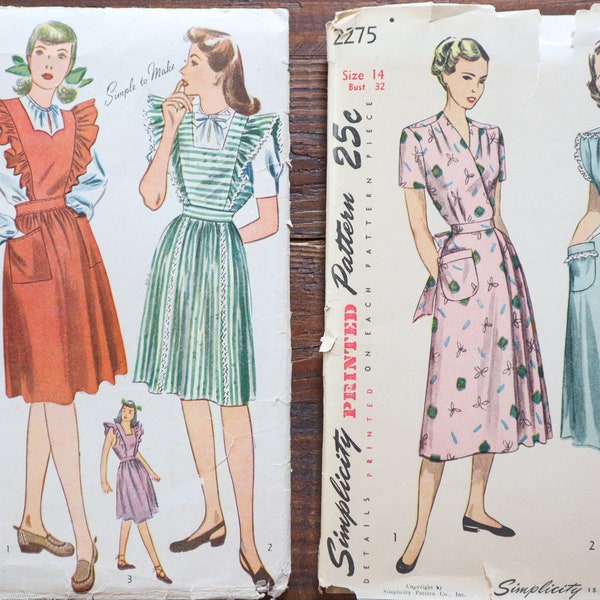 Vintage 1940s Bundle Lot, B32”, Original Sewing Pattern