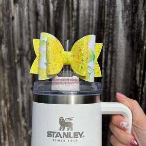 Yellow Floral Classic Bow Straw Topper