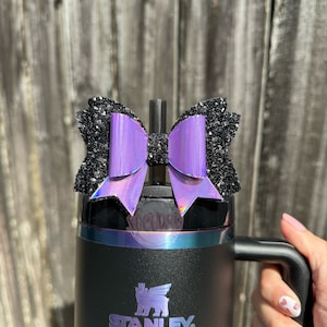 Black Chroma &quot;Purple Bow-Tie&quot; Bow Straw Topper
