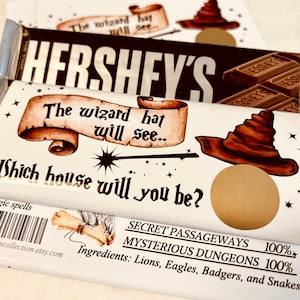 Wizard Hat Scratch Off Candy Bar Wrappers, Magical Birthday Party favor Ideas, Wizards & Witches Games, Chocolate Bar Wrappers, fun birthday
