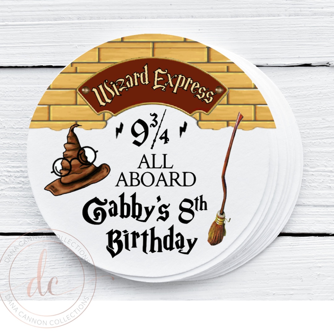 Wizard and Witches Birthday Party Stickers, Magic Baby Shower Labels ...