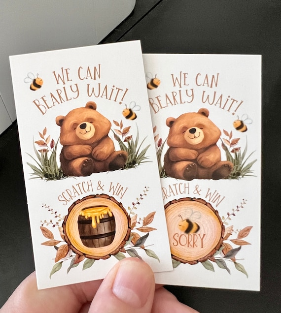 Bear Baby Shower Scratch-Off Game Cards, We Can Bearly Wait Shower Favors, Bear Necessity