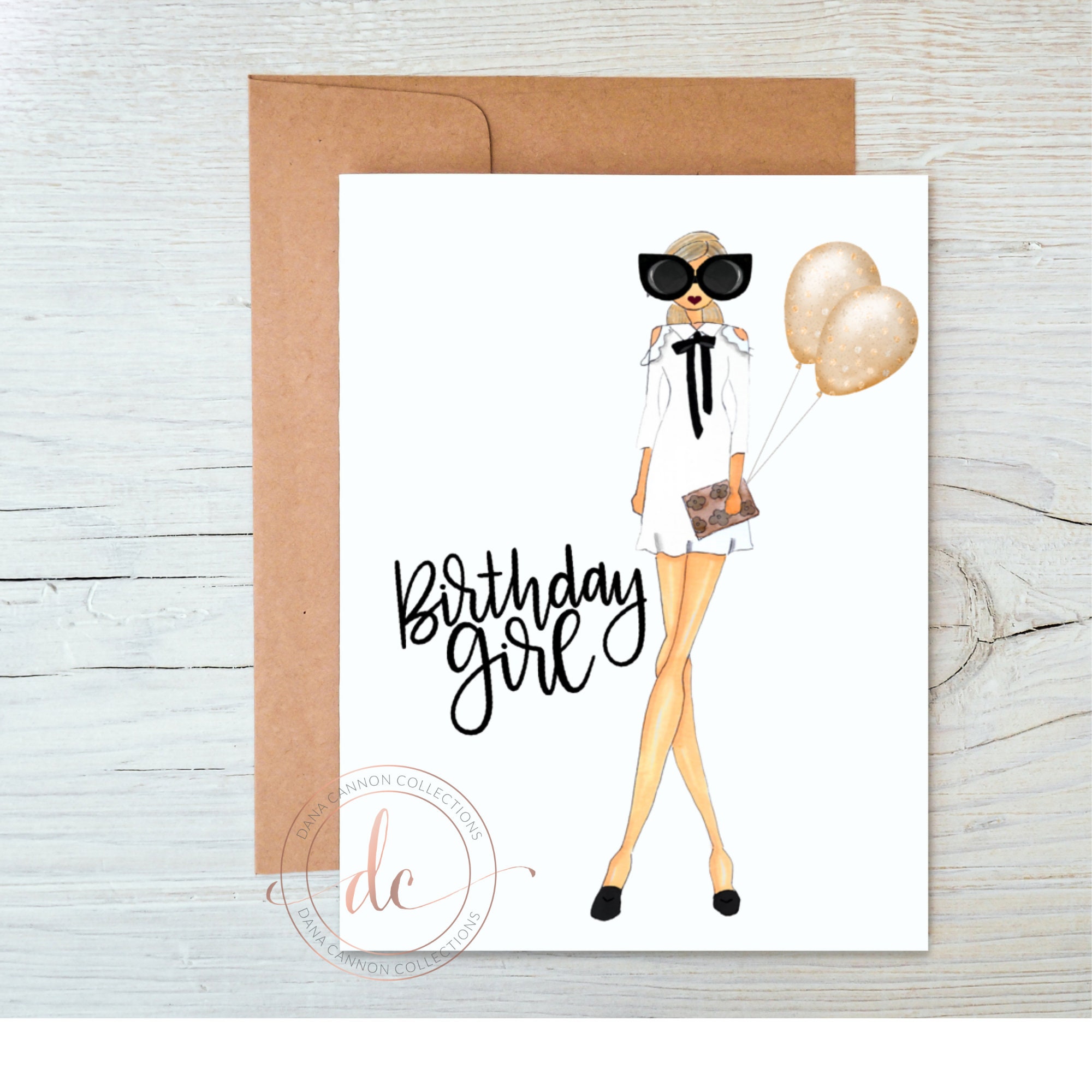 Fashion Girl Birthday Cards Birthday Girl Greeting Cards Etsy