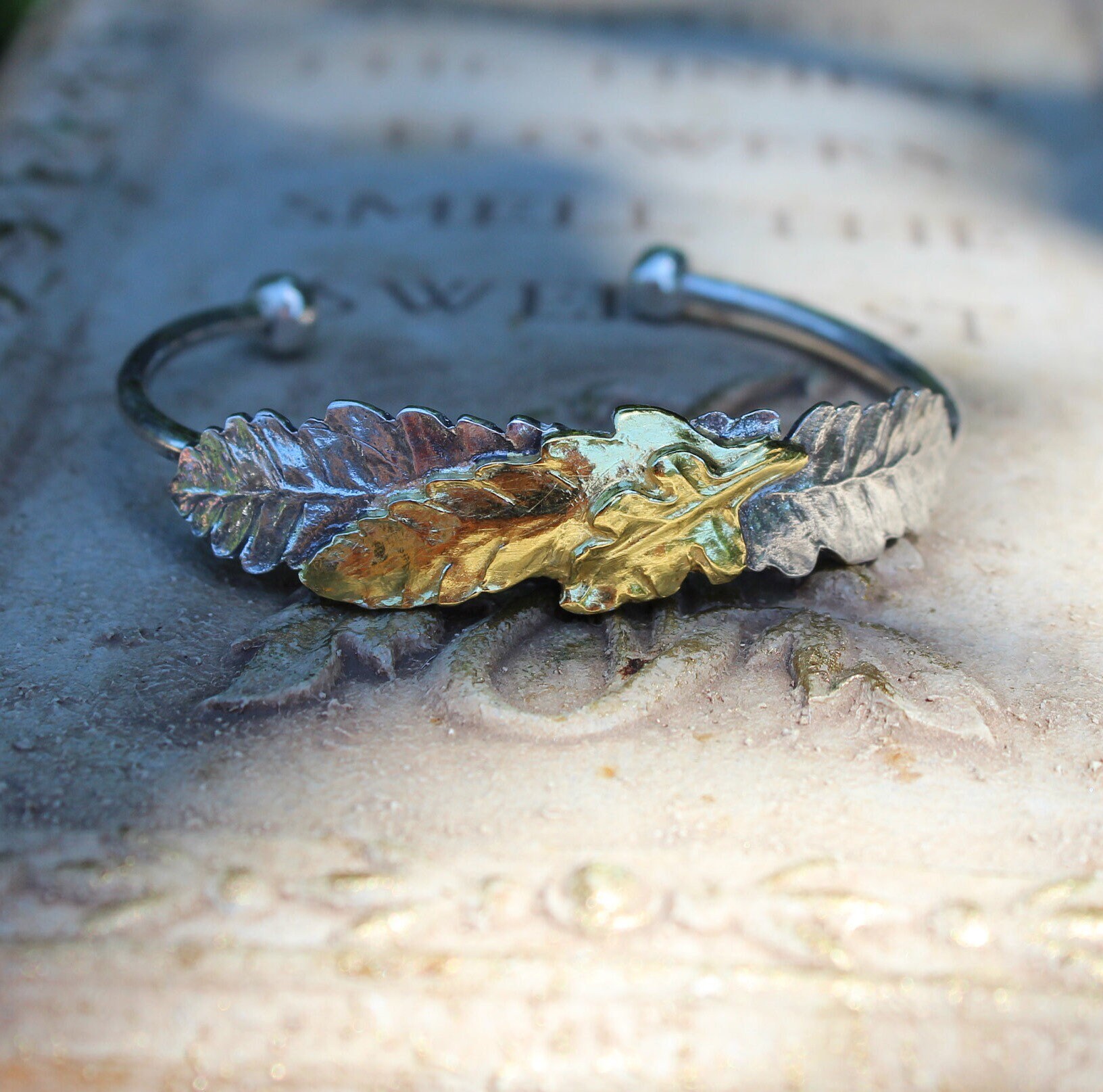 Sterling Silver Leaf Cuff Bracelet Leaf Cuff Fern Bracelet Etsy