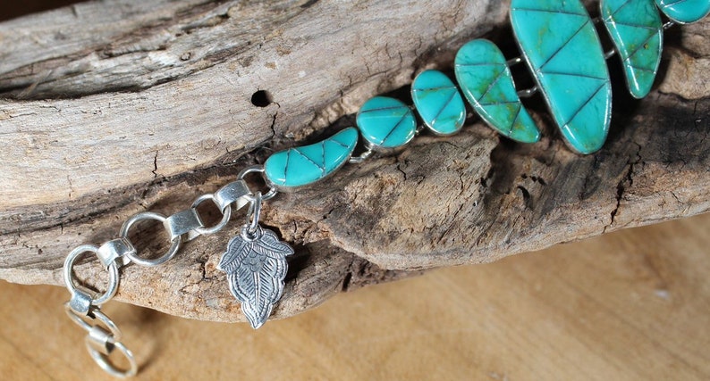 Handmade Turquoise Bracelet with Leaf Charm Turquoise Bracelet Multi Stone Bracelet