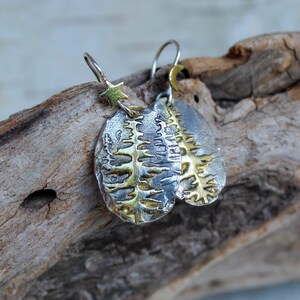 Sterling Silver and Gold Redwood Tree Earrings, Tree of Life Earrings, Tree Earrings, Redwood Forest Earrings, Woodland Earrings image 7