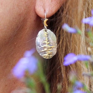 Sterling Silver and Gold Redwood Tree Earrings, Tree of Life Earrings, Tree Earrings, Redwood Forest Earrings, Woodland Earrings image 3