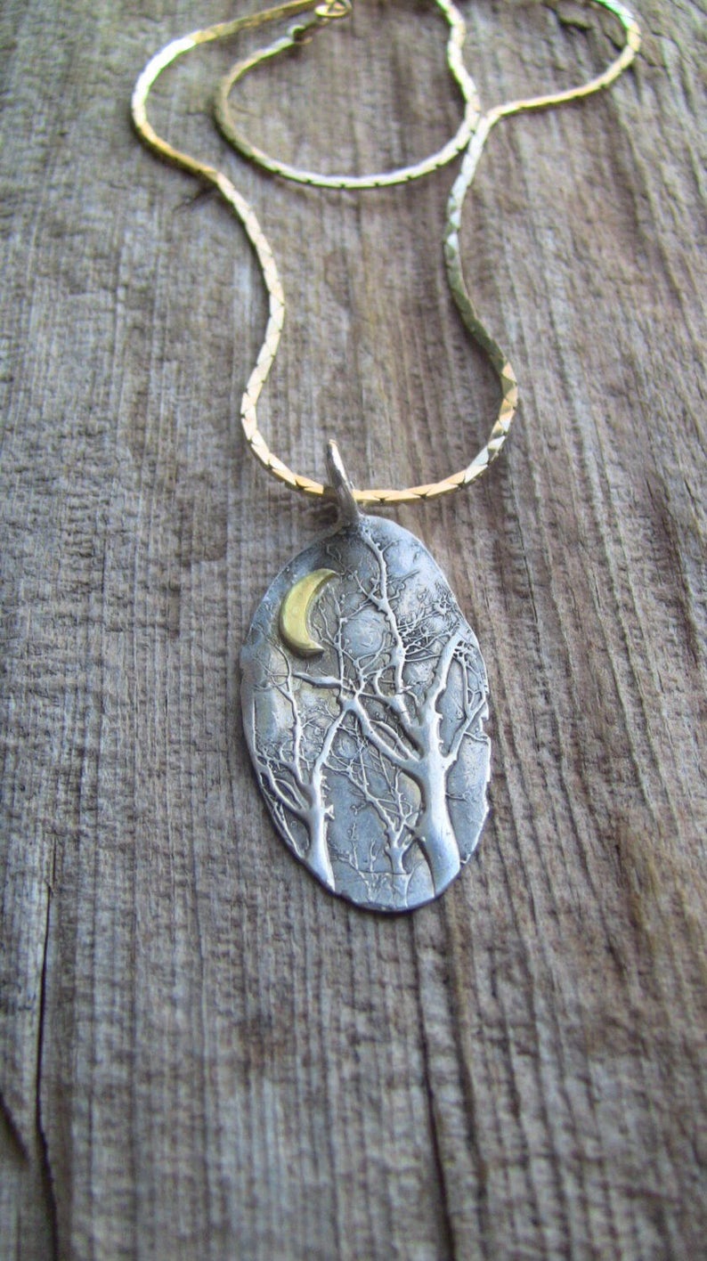Sterling Silver Forest Pendant Enchanted Forest Jewelry Tree Etsy Canada
