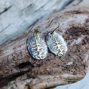 Sterling Silver and Gold Redwood Tree Earrings, Tree of Life Earrings, Tree Earrings, Redwood Forest Earrings, Woodland Earrings image 6