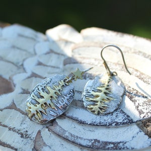 Sterling Silver and Gold Redwood Tree Earrings, Tree of Life Earrings, Tree Earrings, Redwood Forest Earrings, Woodland Earrings image 8