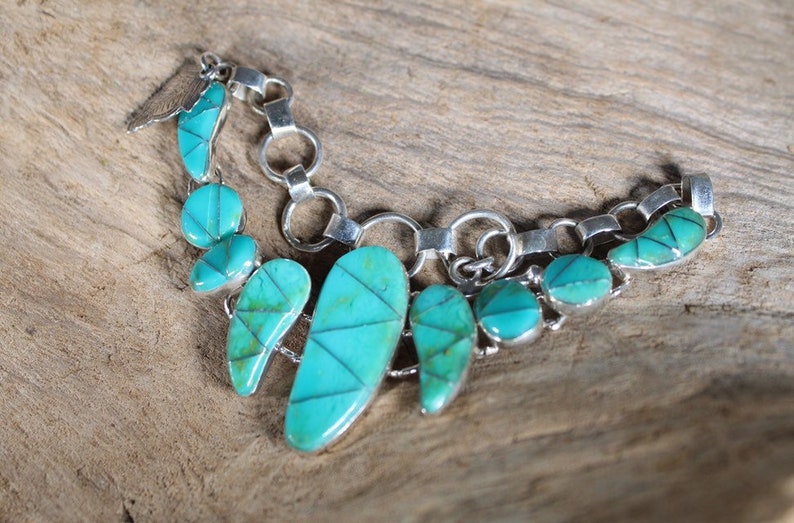Handmade Turquoise Bracelet with Leaf Charm Turquoise Bracelet Multi Stone Bracelet