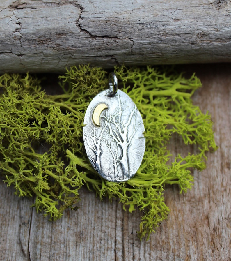 Sterling Silver Forest Pendant Enchanted Forest Jewelry Tree Etsy