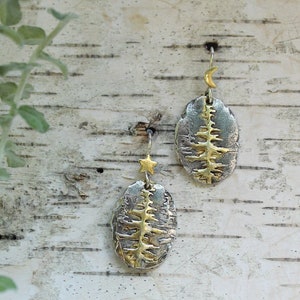 Sterling Silver and Gold Redwood Tree Earrings, Tree of Life Earrings, Tree Earrings, Redwood Forest Earrings, Woodland Earrings image 9