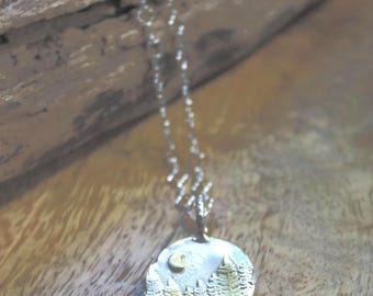 Evergreen Grove Charm Necklace: Sterling Silver, Gold Accents, Nature Jewelry