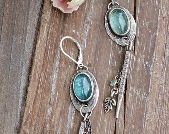Blue Kyanite Sterling Silver Dangle Earrings: Artisan Gemstone Jewelry