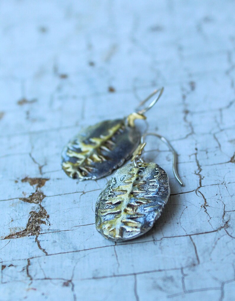 Sterling Silver and Gold Redwood Tree Earrings, Tree of Life Earrings, Tree Earrings, Redwood Forest Earrings, Woodland Earrings image 10