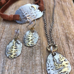 Sterling Silver and Gold Redwood Tree Earrings, Tree of Life Earrings, Tree Earrings, Redwood Forest Earrings, Woodland Earrings image 5