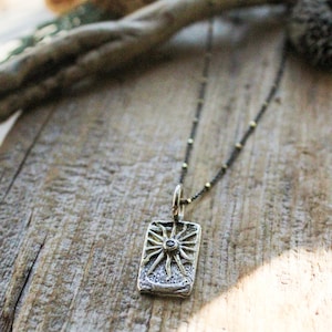Artisan Sun Necklace: Salt and Pepper Diamond, Sterling Silver & Gold