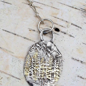 Sterling Silver Redwood Forest Necklace with 22kt Gold Accents