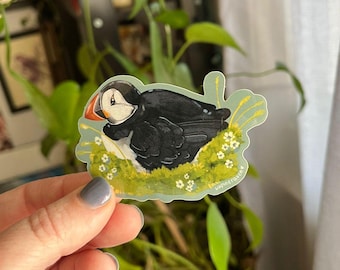 Atlantic Puffin Vinyl Sticker, Weatherproof Bird Art