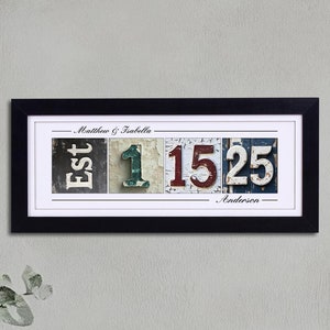 Personalized Wedding Gift - Custom Anniversary Date Art - Unique Gift for Couple - Gift for Husband & Wife - Rustic Wedding Date Sign