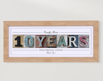 10 Years of Service Gift - Employee Thank You Gift - Work Anniversary Appreciation Gift - Personalized Corporate Milestone Gift